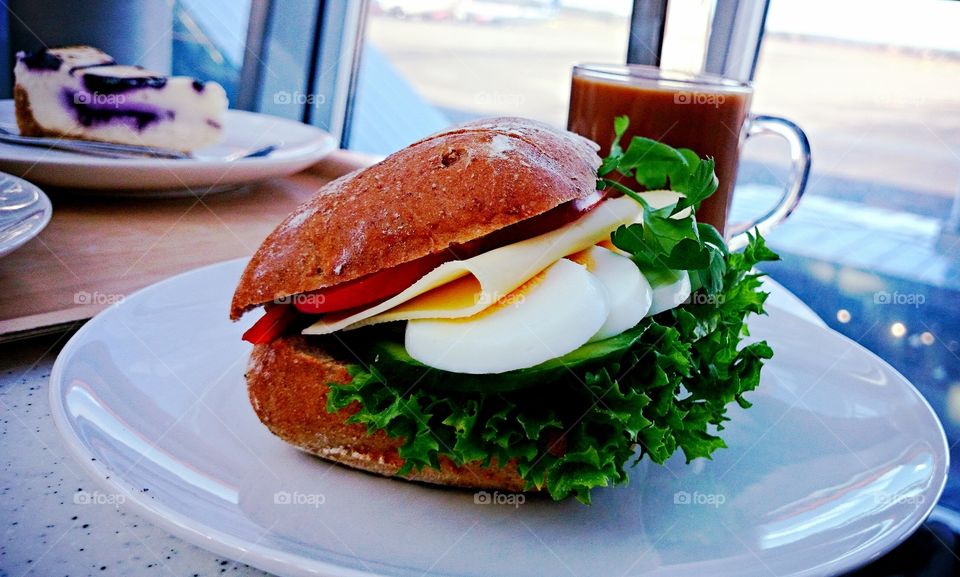 Breakfast sandwich . Nice big breakfast sandwich at Arlanda airport Sweden 