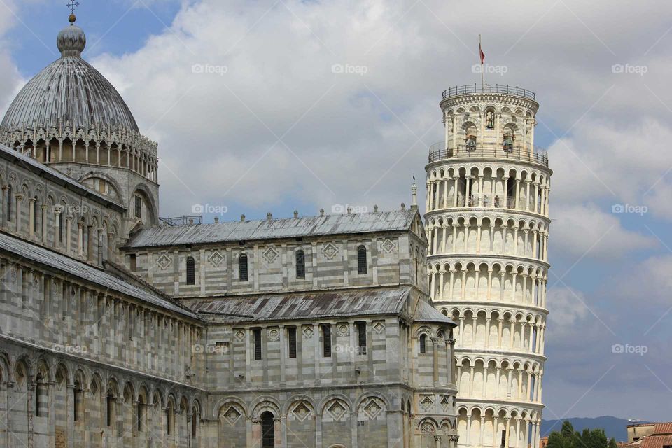 pisa. photo of the catedral and tower of pisa