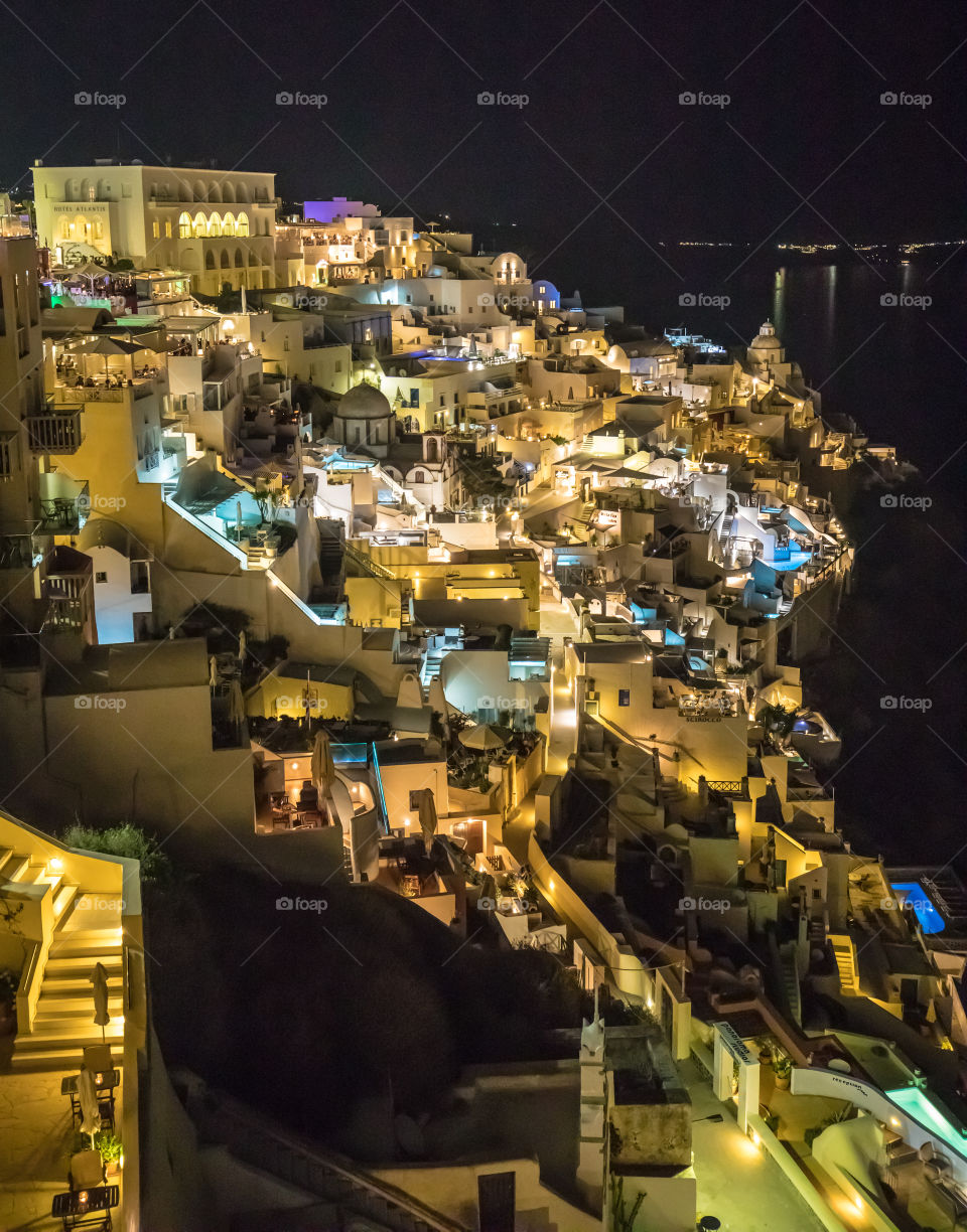 Famous Greek Island Santorini At Night