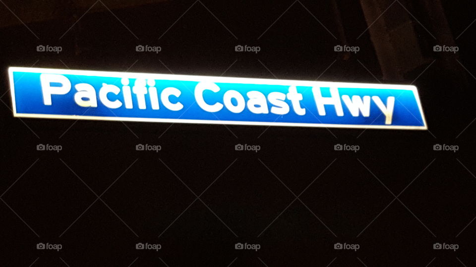 Pacific coast highway road sign in Huntington beach California