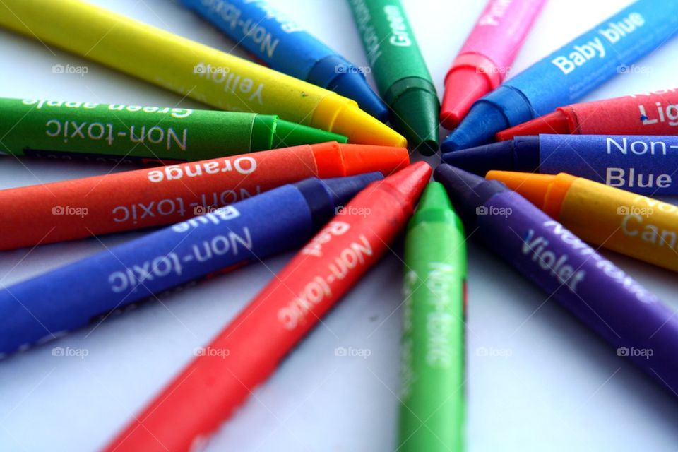 different colored crayons
