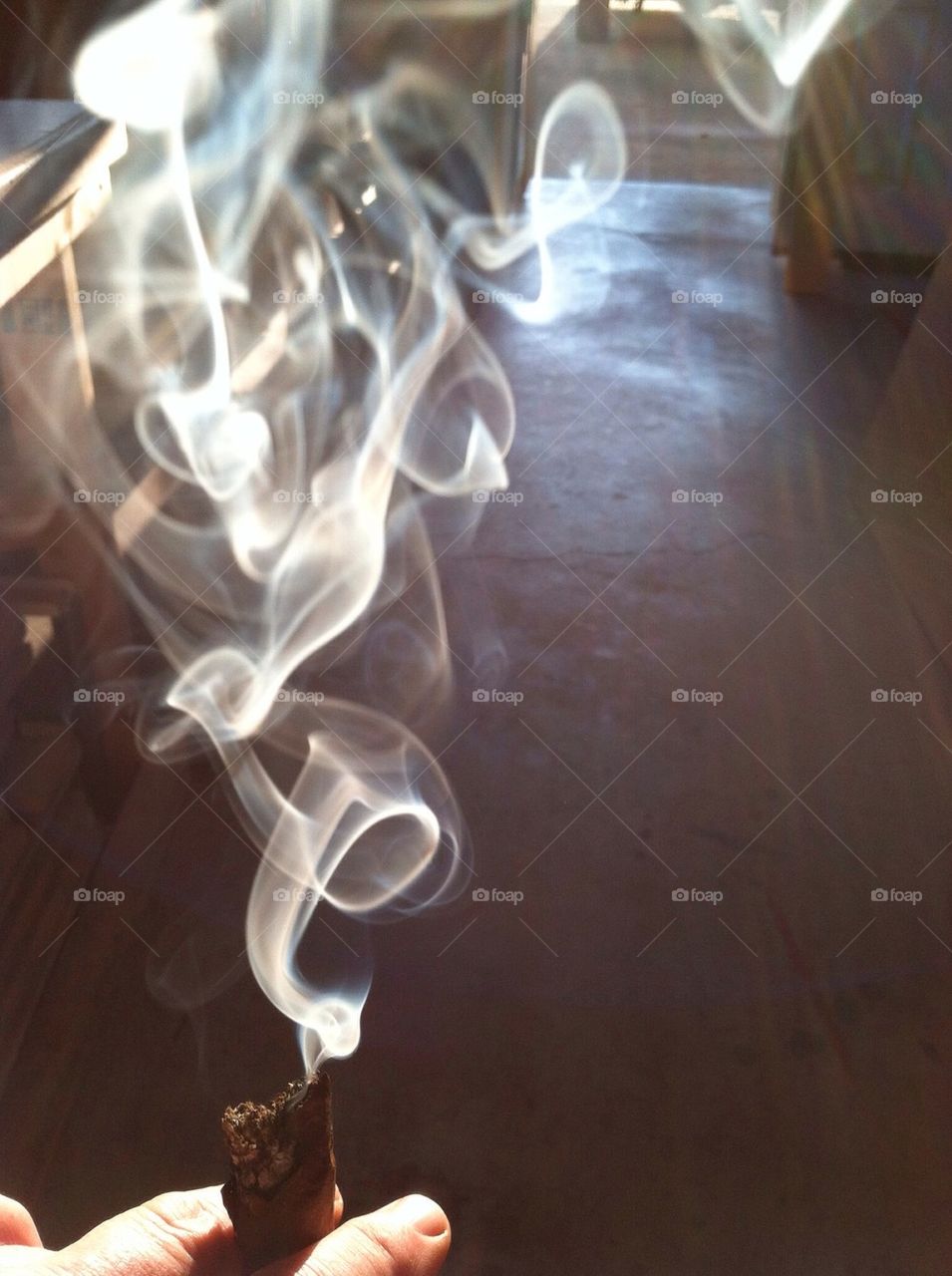 Perfect curling cigar smoke