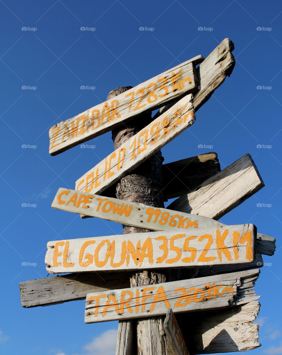 Sign, travel destinations