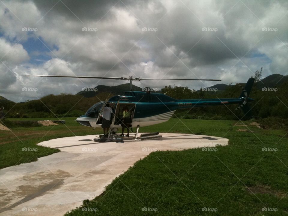 Helicopter in Antigua, off we go. 