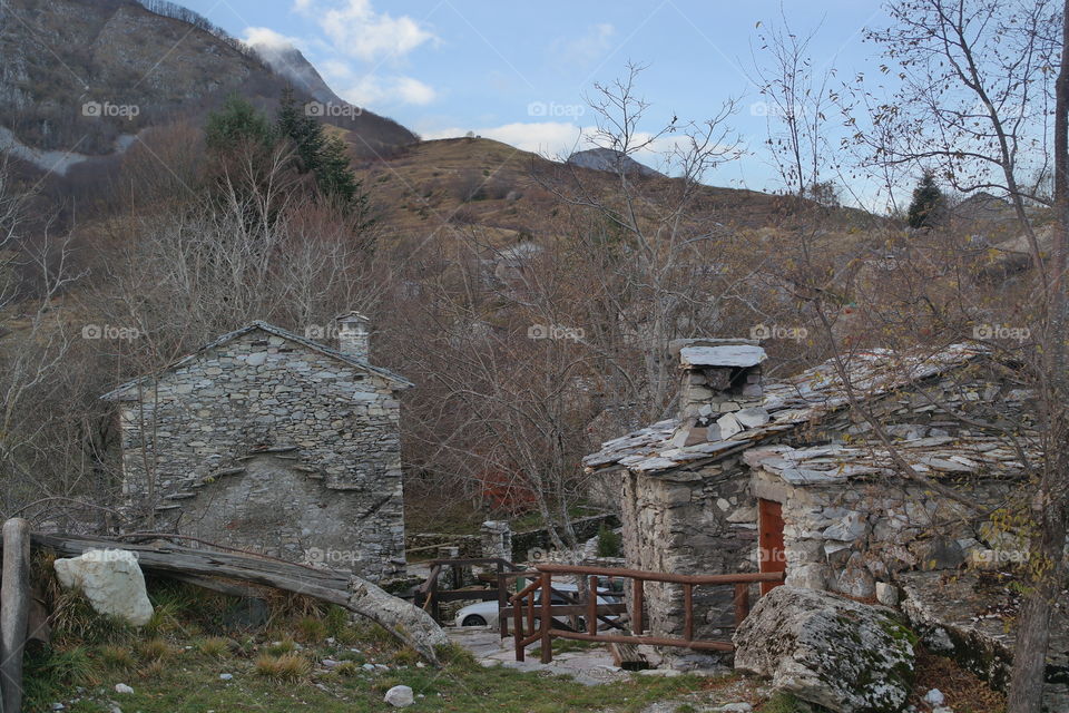 Stone houses in mountain