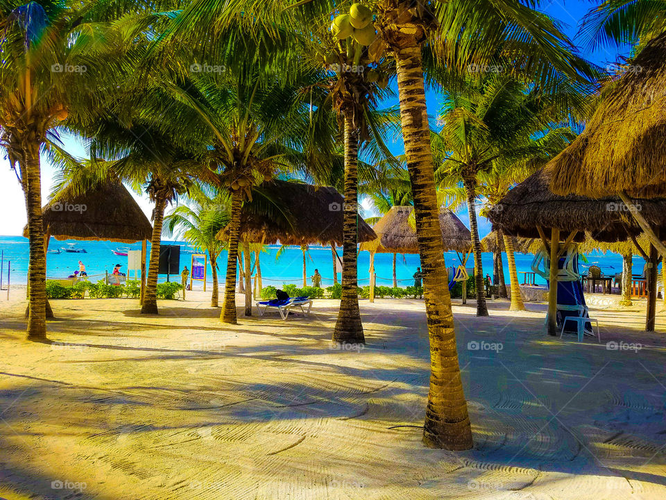 Akumal in the early morning, nearly empty and peaceful