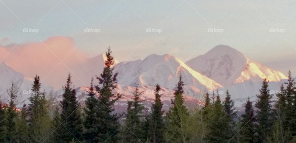 Sunset on Alaska Range