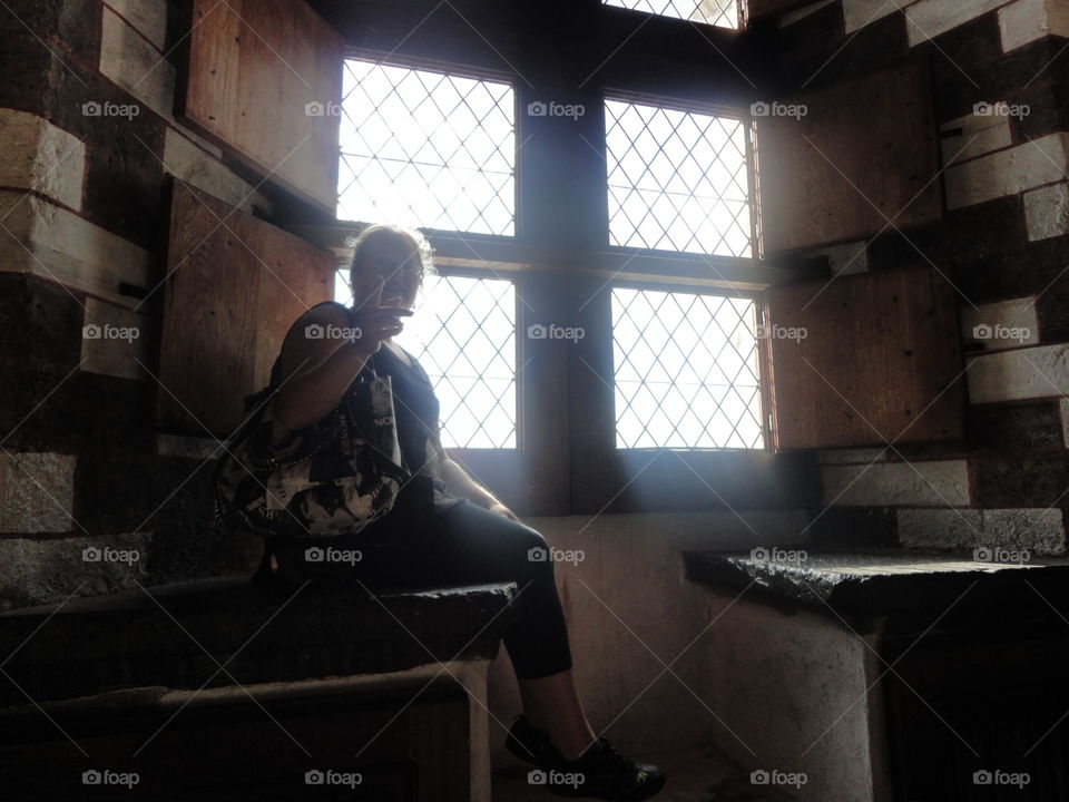 Backlight. Chillon castle window