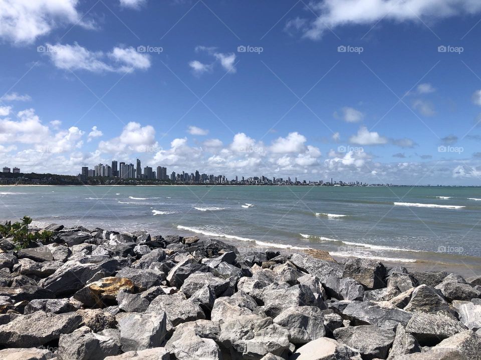 Beautiful city landscape behind the beach