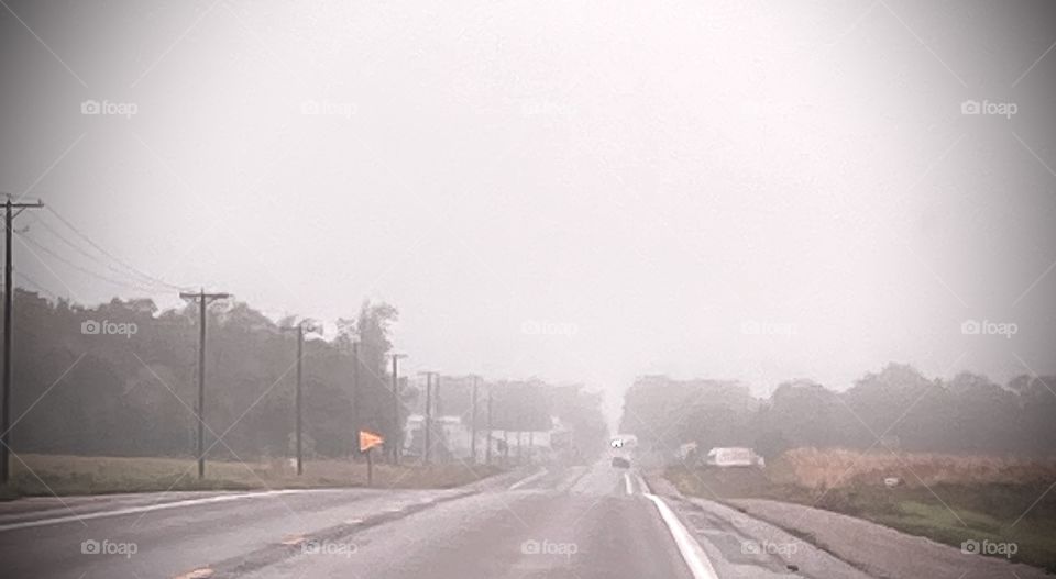 Small town within the fog