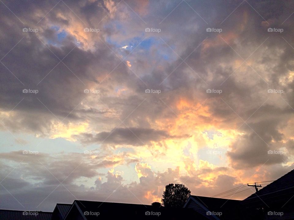 Sky, clouds, sunset