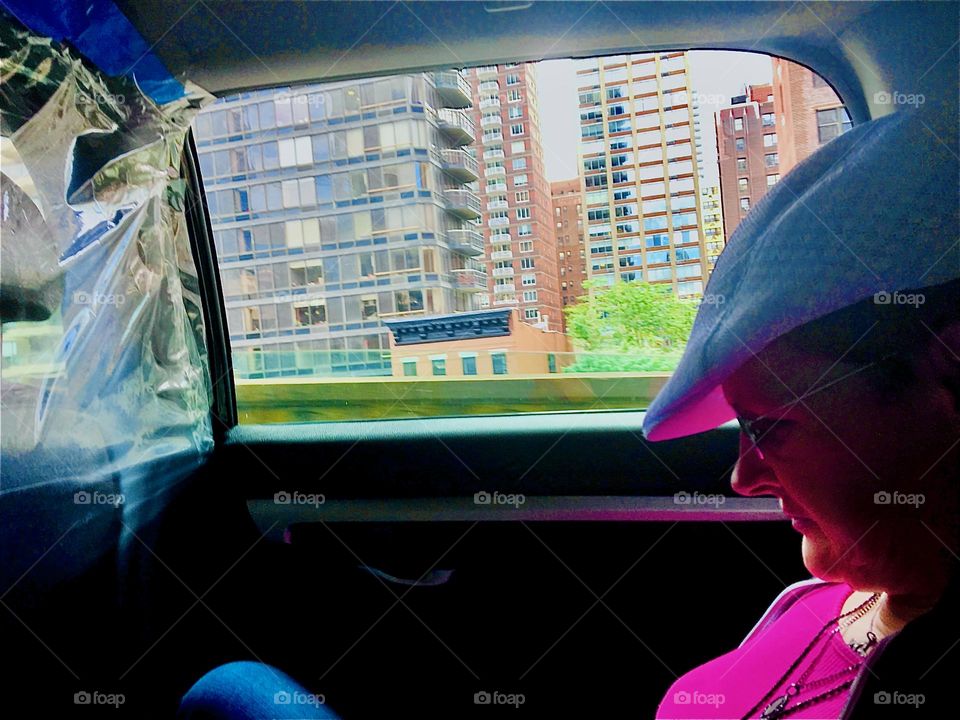 An eclectic composition and stream-lined angles can be found in this rendition of myself riding in a limousine that takes me as well as partner “Timothy Trespas” around NYC regularly to various medical appointments. 2021. Hypnotic Productions