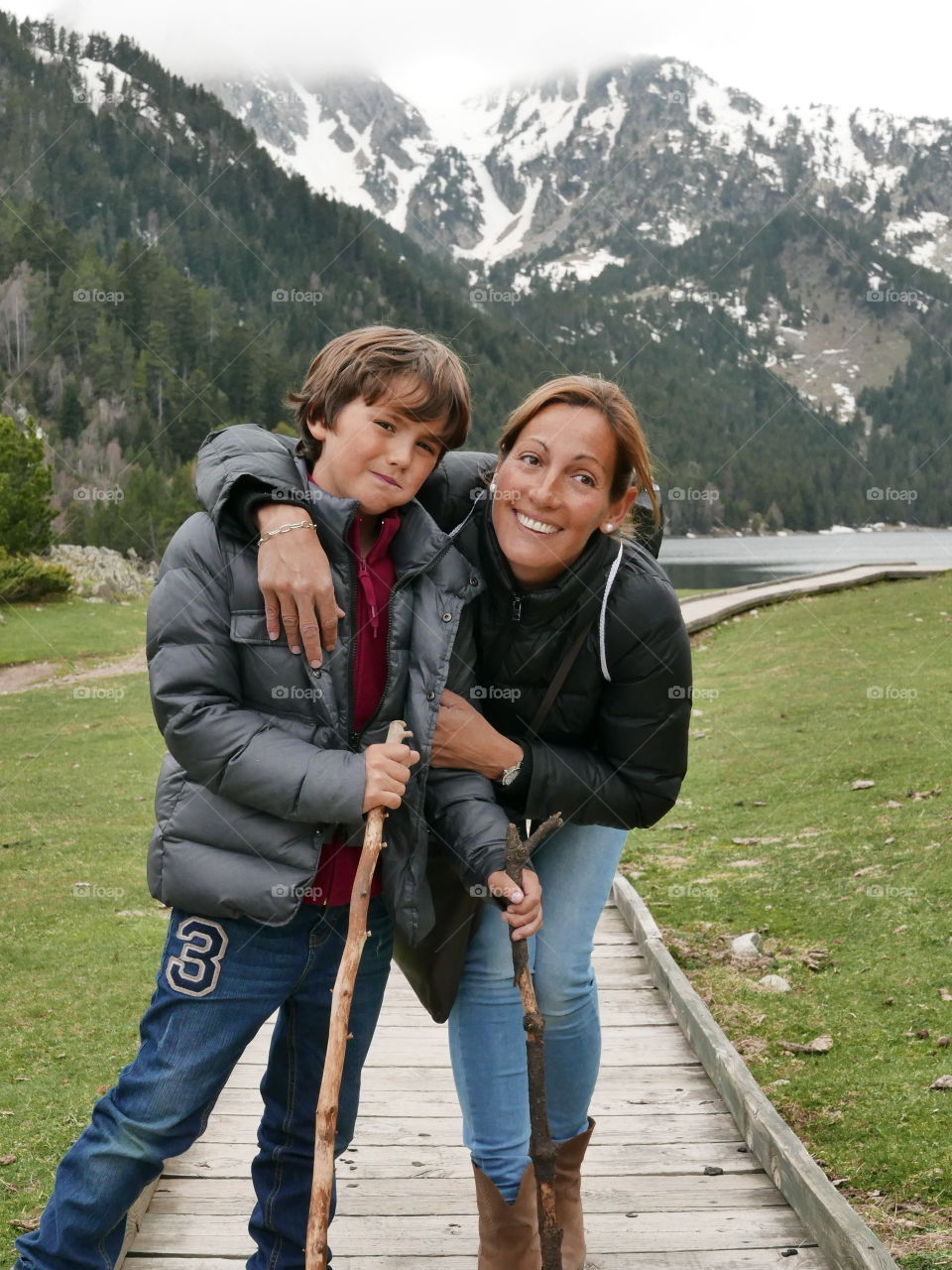 retrato familia lago