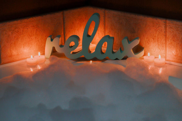 relax with a bubble bath in the evening