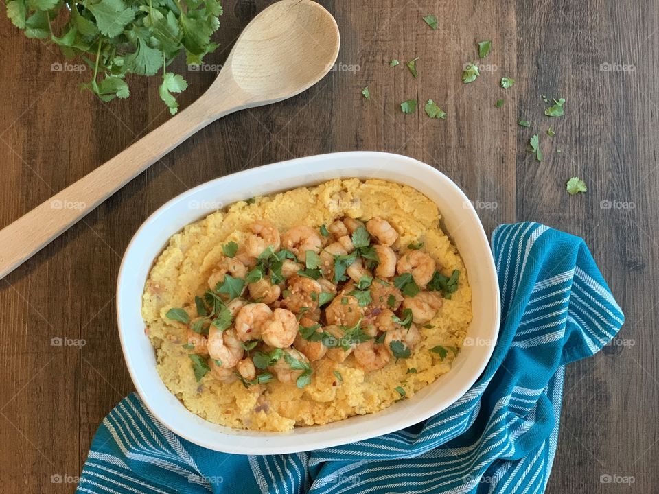 Spicy Shrimp and Polenta