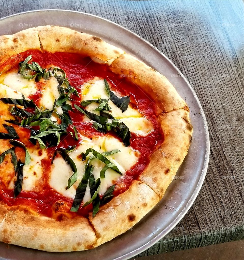 Fire roasted organic pizza