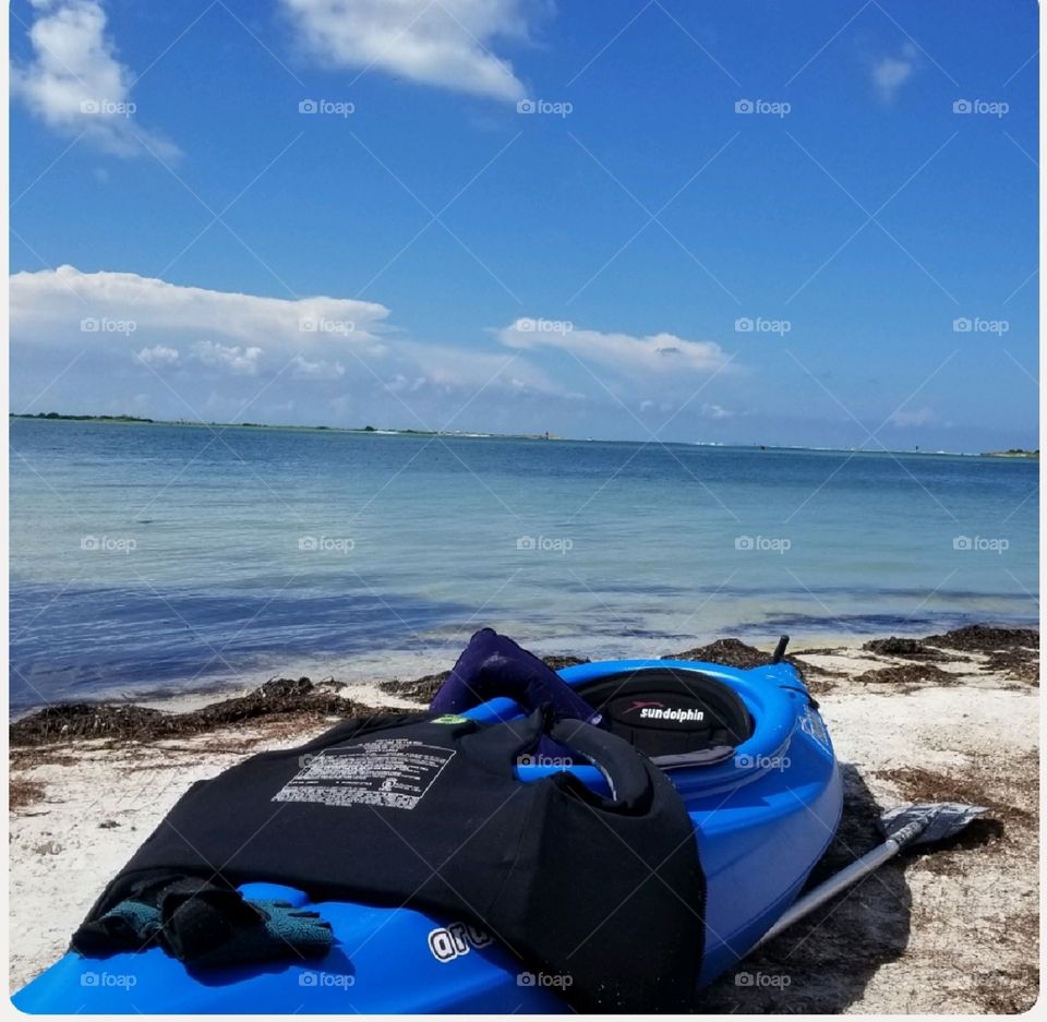 Lone kayak waiting to go on the water