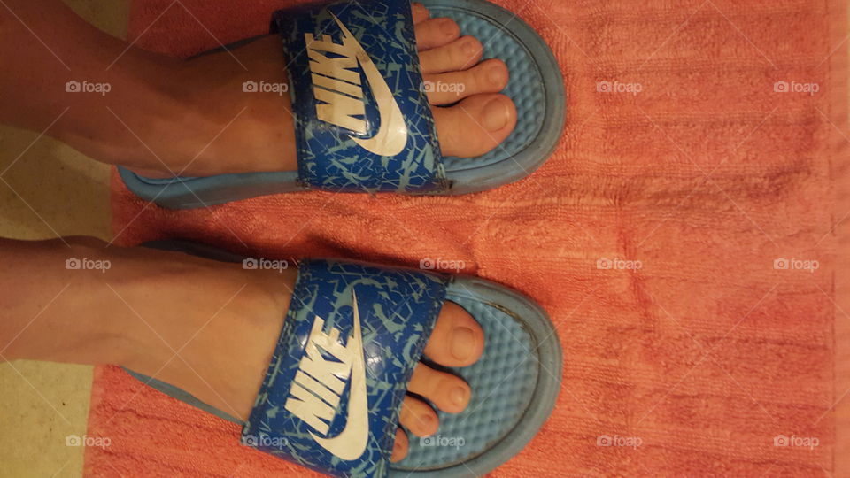 Standing on a towel in my home