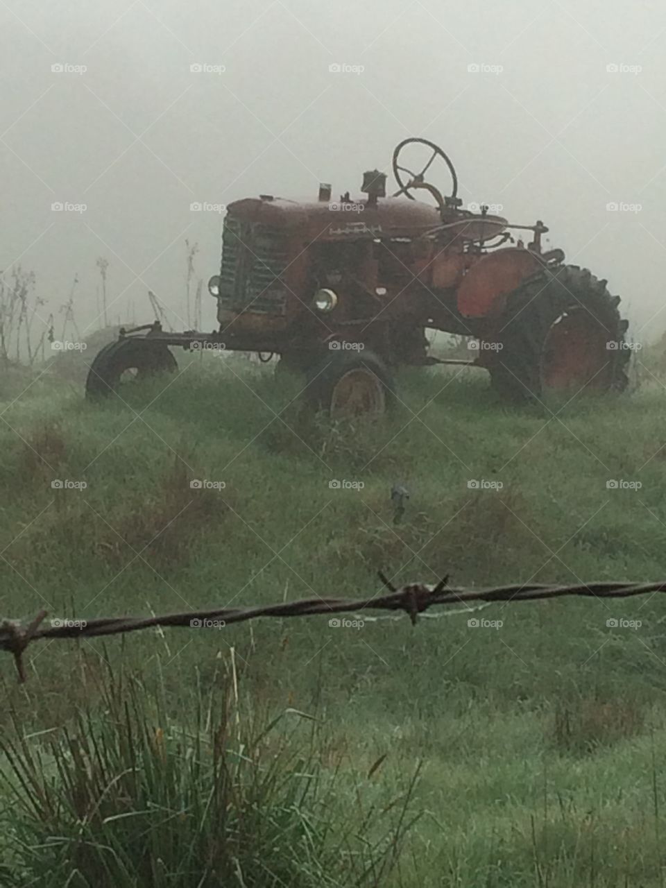 Old Tractor in fog