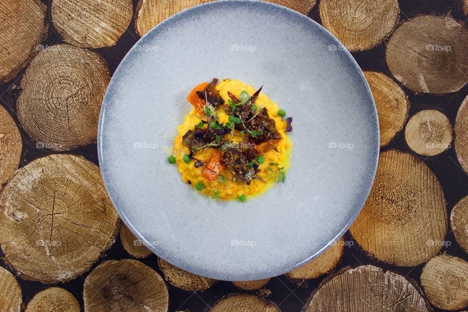 Risotto with pumpkin and bovine tail