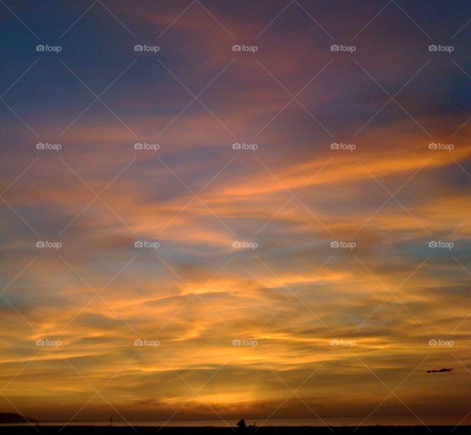 sunset on the beach of Deauville
