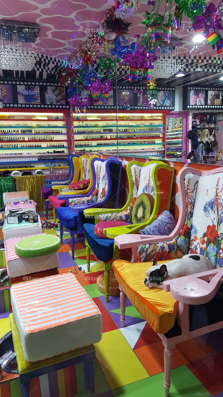 colorful Bali salon