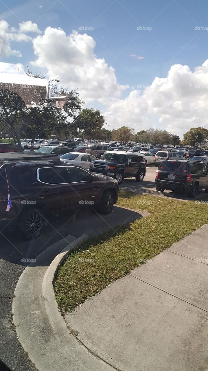 parking lot full of cars city