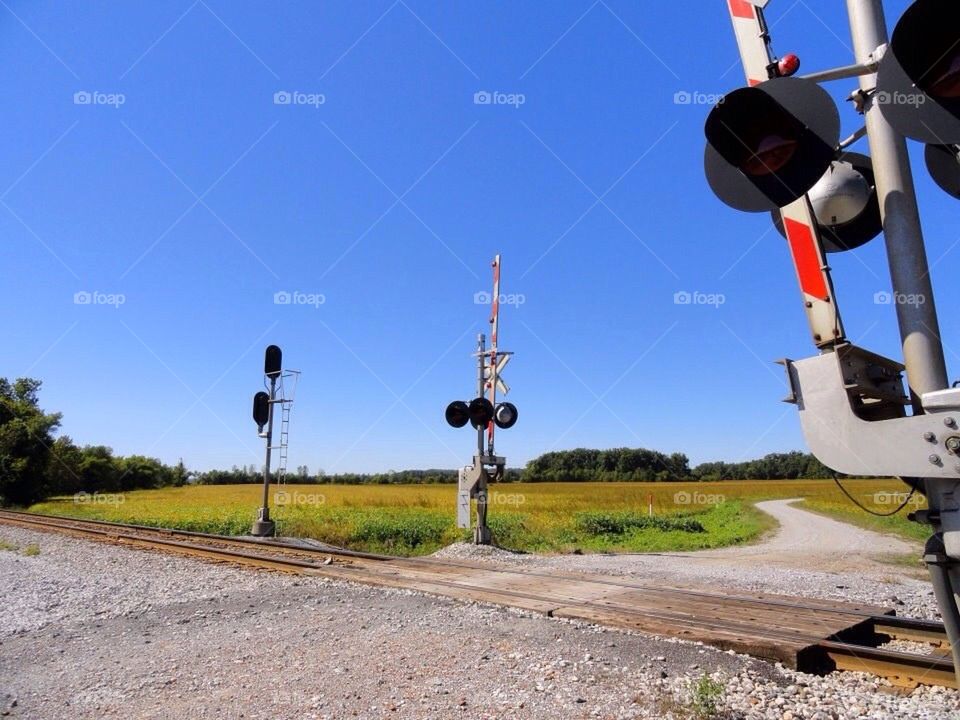 Railroad tracks and crossing 