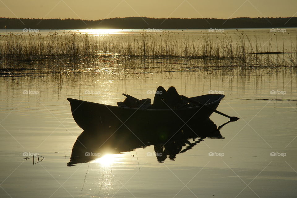 In the Boat at sunset