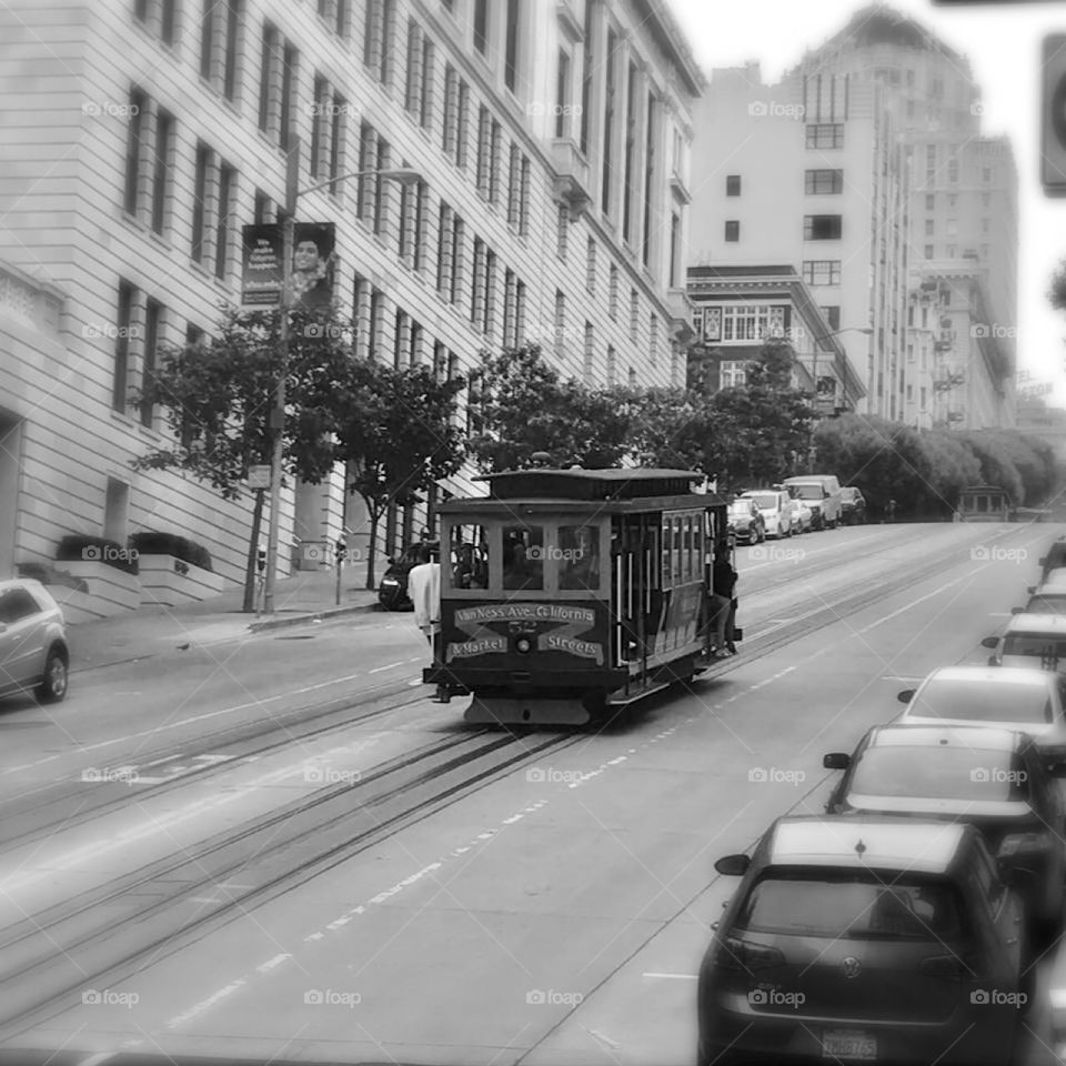 Cable car, San Francisco, oldest one, grey mood, old fashioned, cars, street, only you