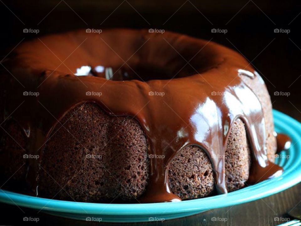 Delicious chocolate cake with chocolate glaze.