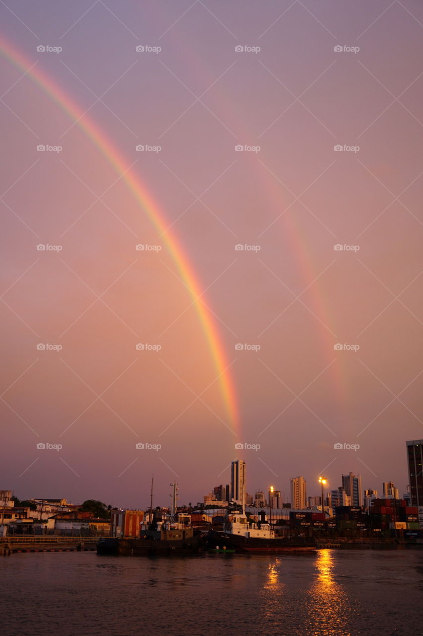 Double rainbow. Boat trip along Rio Potenji in Natal