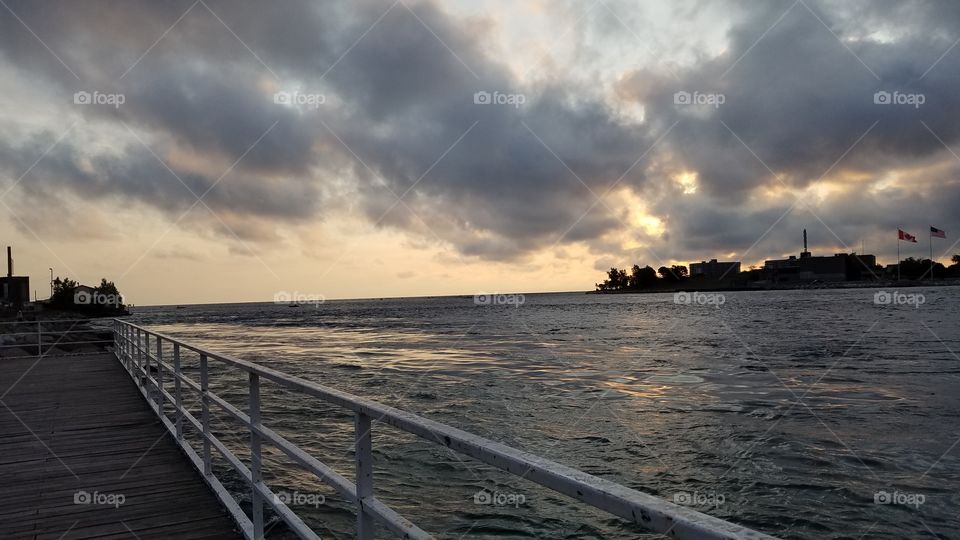 sunset over the water