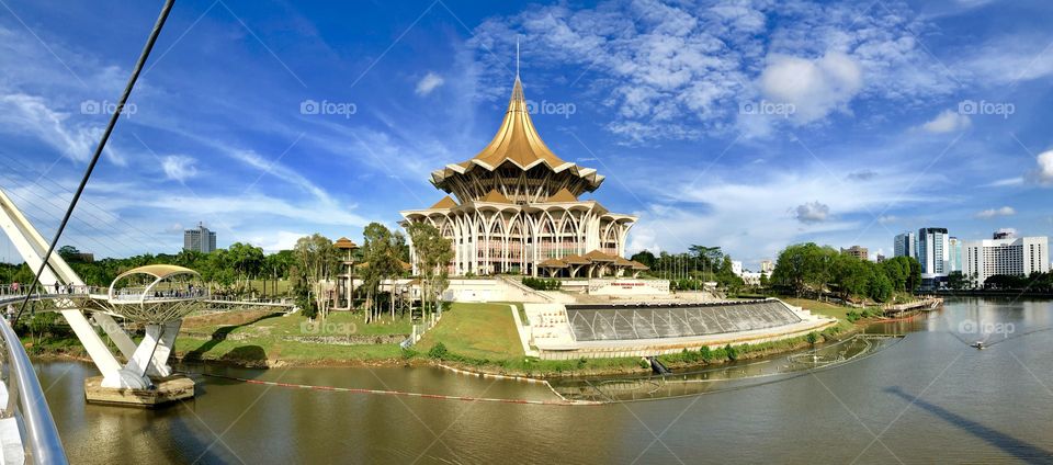 Wide view photo of DUN Sarawak, Sarawak State Legislative Assembly Building in Kuching, Sarawak