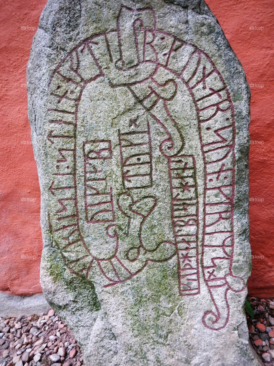Runestone dated 1000 AD located in Vaxjo Cathedral Sweden. Inscription reads: "Tyke-Tyke Viking erected this stone in memory of Gunnar, Grimm's son. May God help his soul."