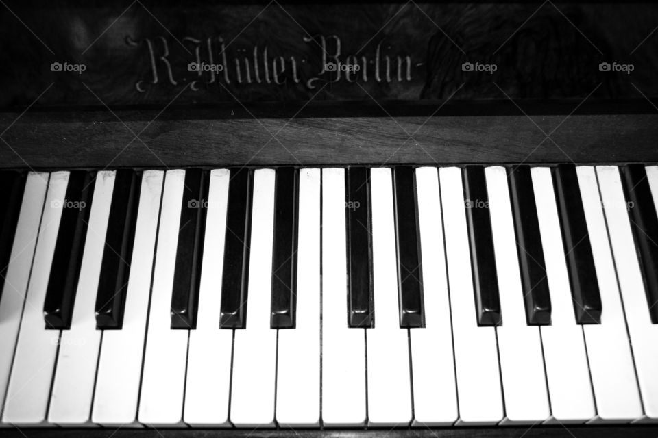 Piano keys. Perfect black and white picture