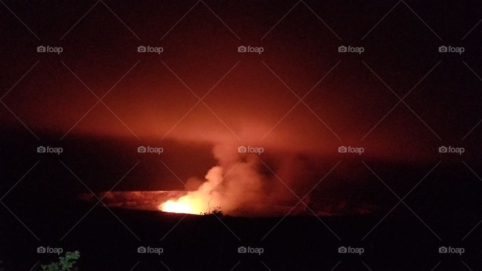 Pele at night volcano Hilo Hawai'i