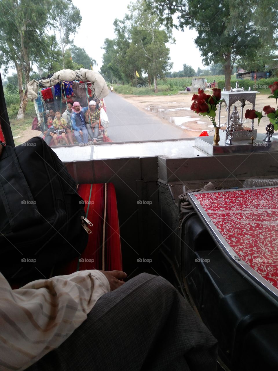 Group of people travelling in truck