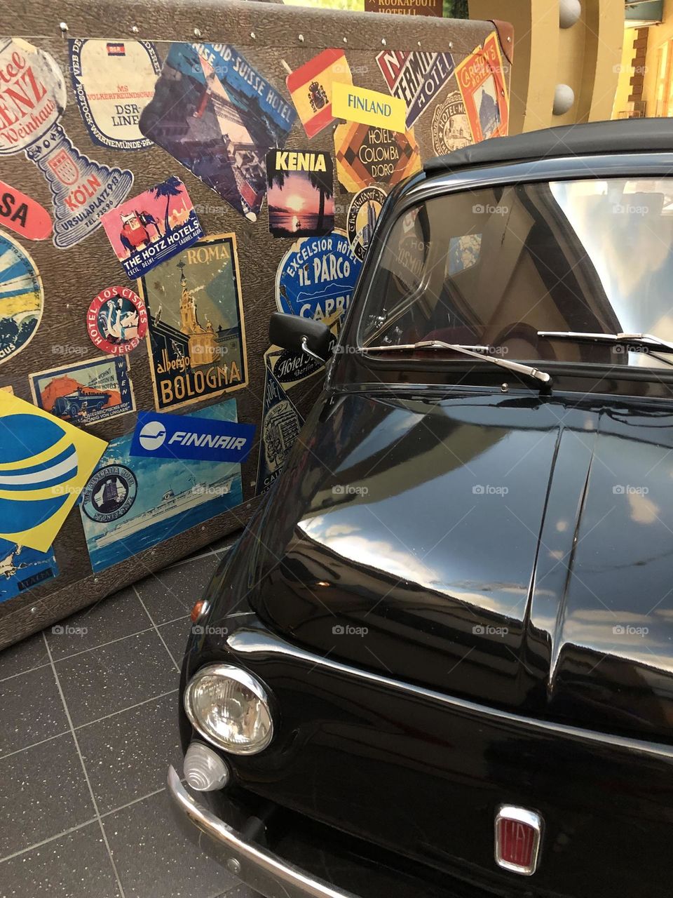 Black car : Fiat 500 model year 1970