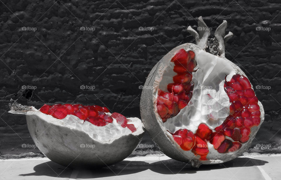 nature pomegranate friut selective black and white by resnikoffdavid