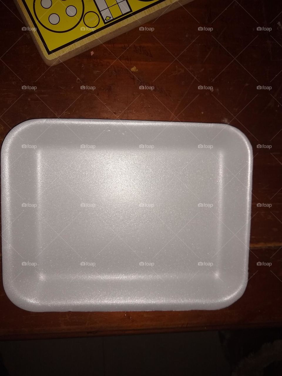 A rectangular shaped styrofoam plate 🍽️.