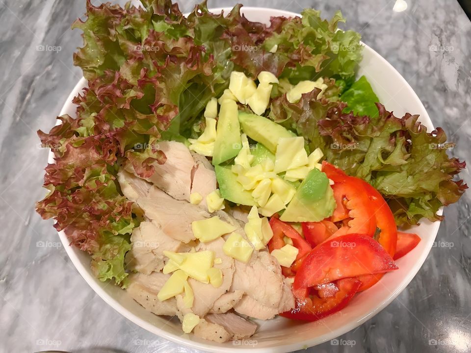 fresh salad egg avocado taco