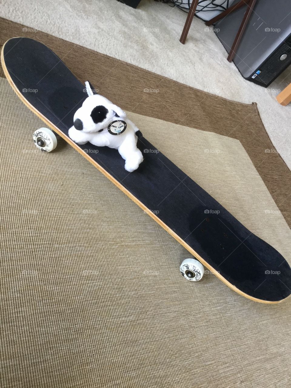 X Games Skateboard with white  plush puppy  