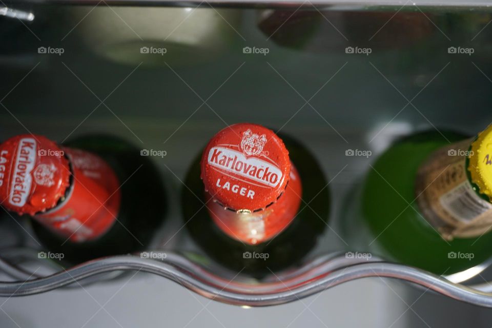 A round bottle top in the fridge 