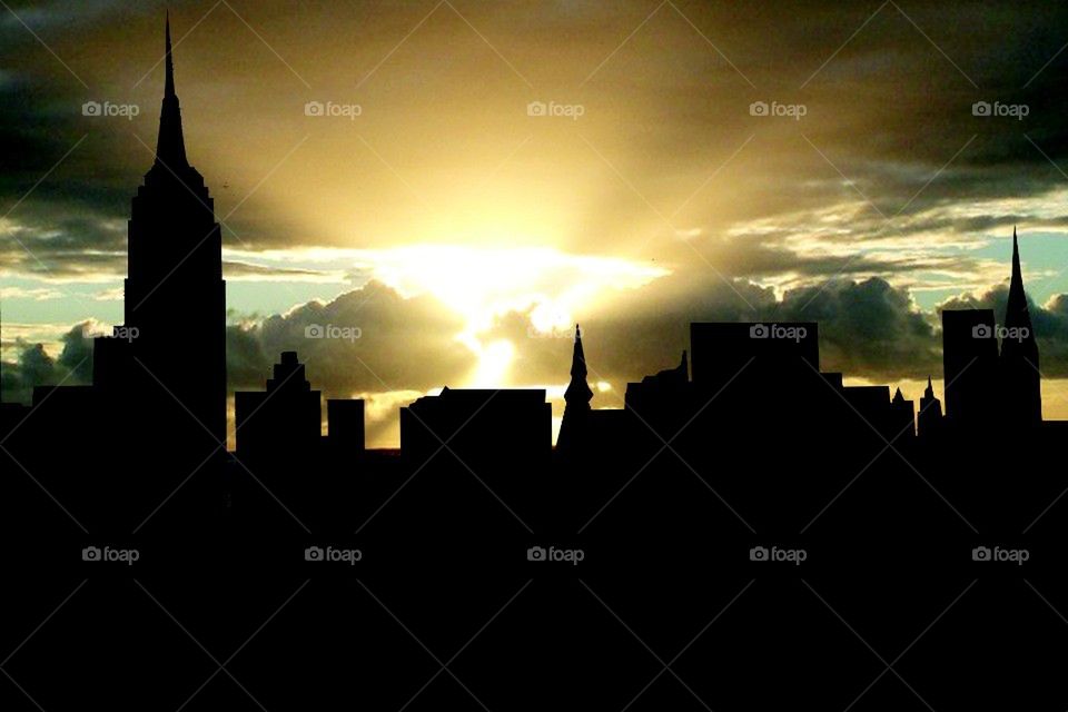 New York Manhattan Skyline Sunrise