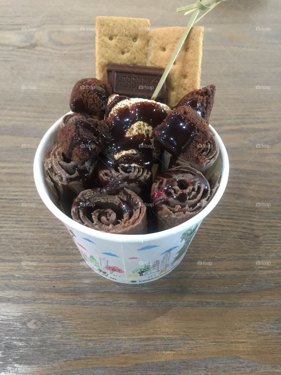Chocolate ice cream roll
