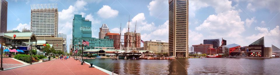 Baltimore Harbor Panorama. A panoramic view of Baltimore's Inner Harbor - as seen from Light Street. 