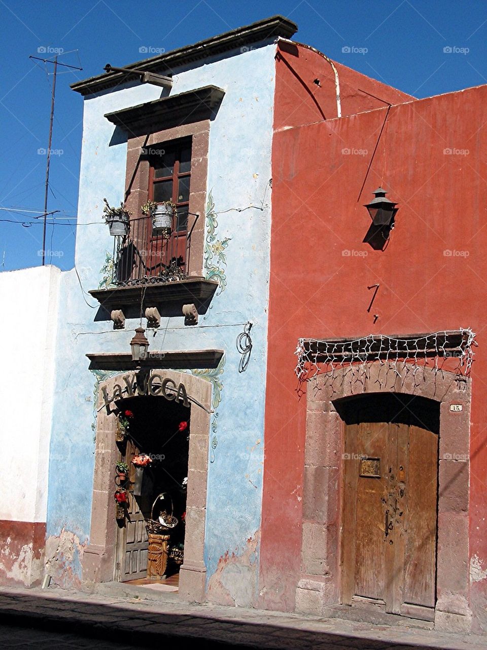 Blue and red building