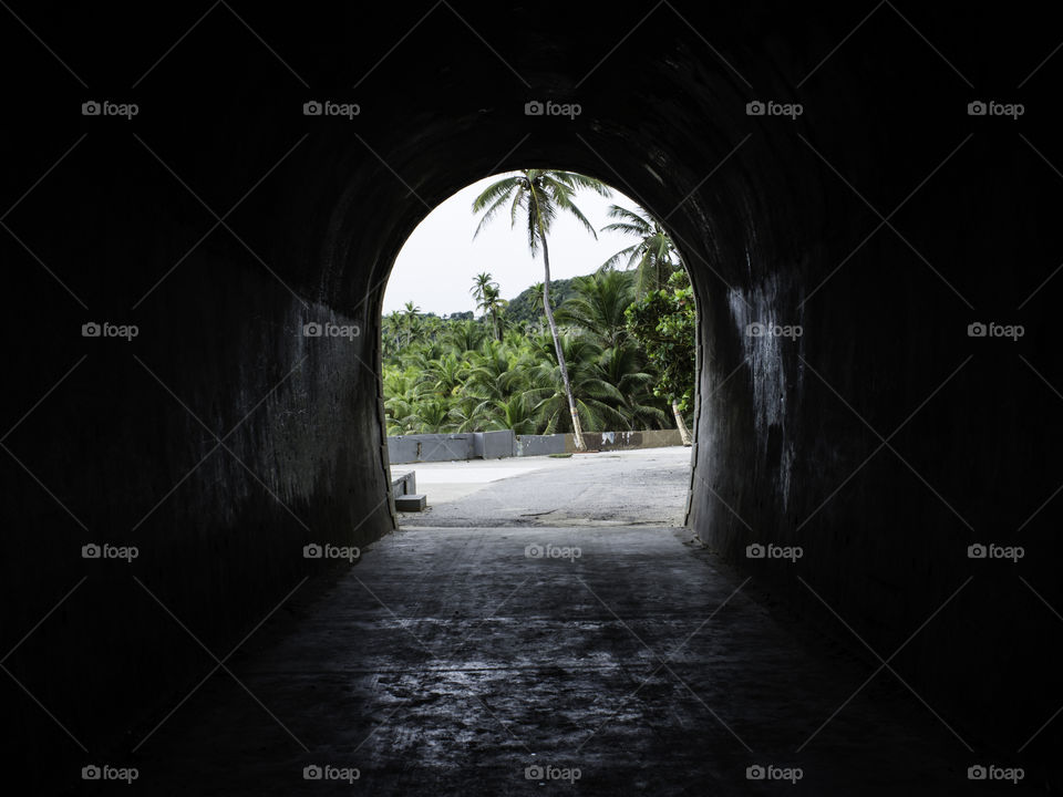 walking along the tunnel