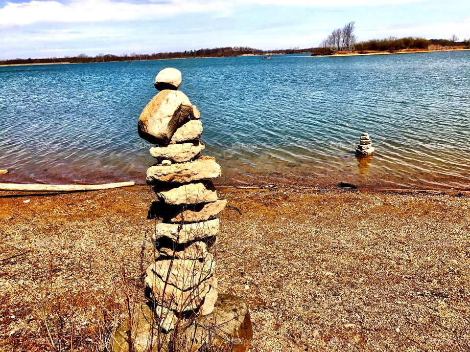 Rocks by the lake in Indiana 